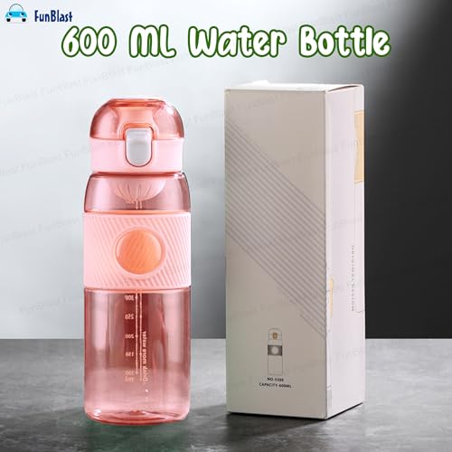 FunBlast Stylish Water Bottle 600 ML - Unbreakable, Anti-Leak Proof, Durable, BPA Free, Non-Toxic for Home, Office, Gym, Trekking (Pink) - Image 3