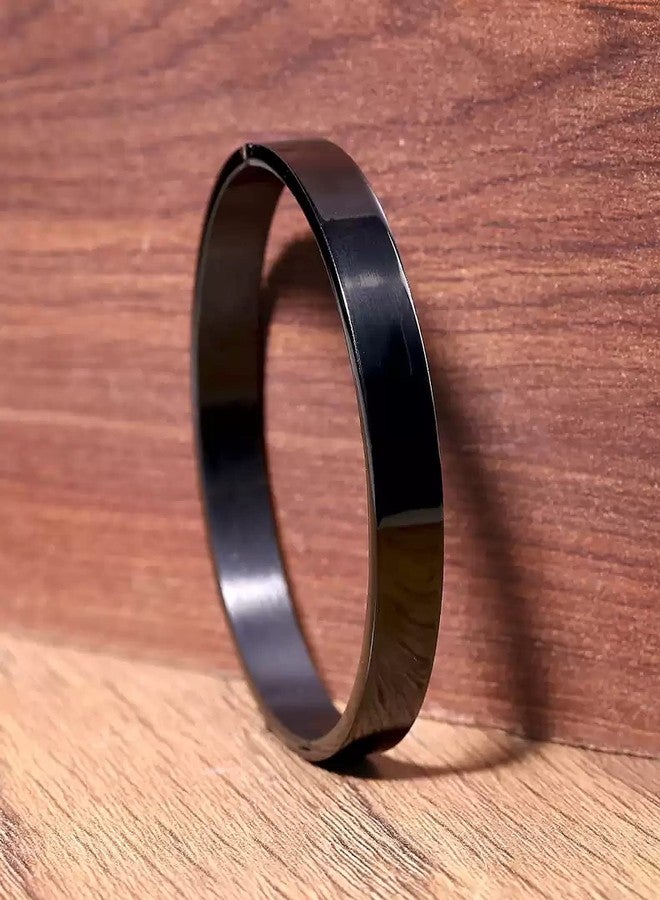 IGA COLLECTION Stainless Steel Titanium Kada with Elegant Design for Men & Women Comfortable Party & Everyday wear Trendy Glossy Finish Armlet/Kada(IC - 902 SS KADA BLACK) - Image 2