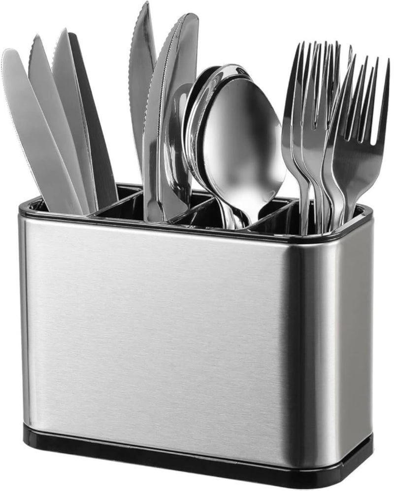 Stainless Steel Kitchen Utensil Holder Drainer Cooking Utensil Holder Cutlery Holder Flatware Holder Sinkware Caddy Countertop Organizer Modern Rectangular Design