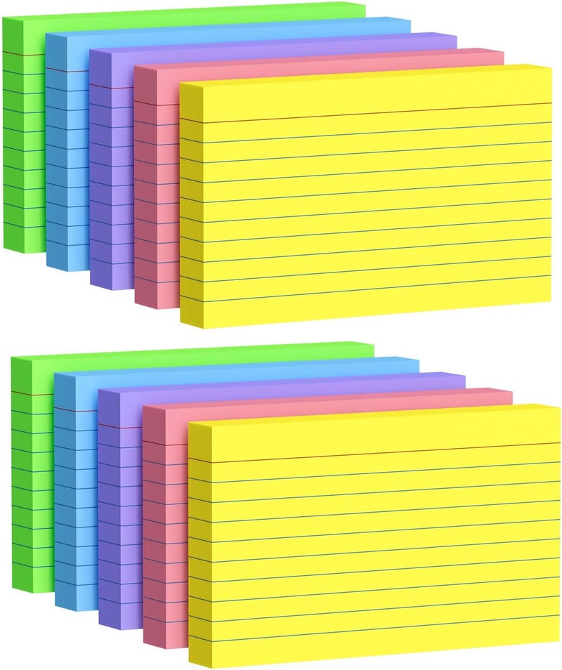 Ciphyfee Index Cards 3x5 Inch, 500sheets, Flash Cards,Ruled Lined Colored Note Cards Paper For Studying, Schools Supplies, College, Office And Home Organization, Note Taking Supplies - Image 1