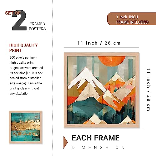 walllane - Modern Art Mountain Painting For Living Room Bedroom Office | Nature Inspired Painting | Painting For Wall Decoration (10 Inch x 13 Inch) Set 4 Cate- 016 - Image 3