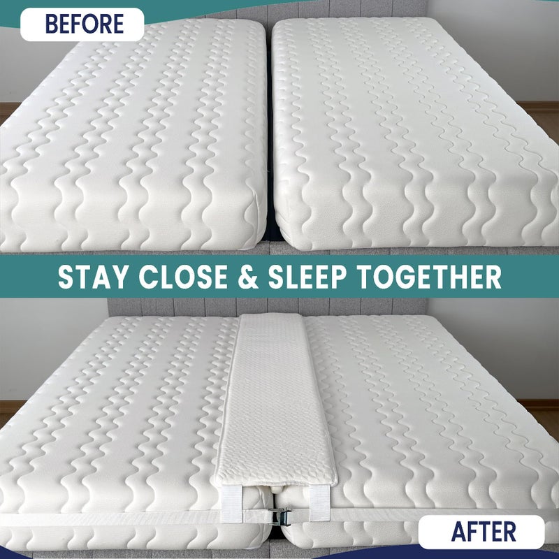 EPHEDORA 10" Extra Wide Bed Bridge Twin to King Converter Kit - Split King Gap Filler for Adjustable Bed - Mattress Connector & Gap Filler for Bed - Heavy Duty Metal Buckle Strap - 25D Memory Foam - Image 3