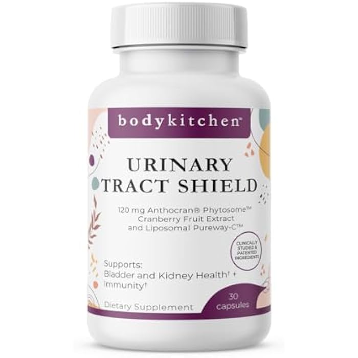 Body Kitchen Urinary Tract Shield with Anthocran Phytosome Cranberry Extract and Liposomal Vitamin C, Supports Bladder and Kidney Health, 30 Capsules - Image 1