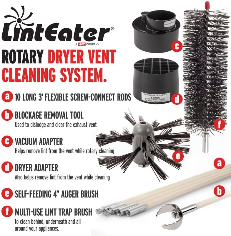 Gardus RLE30 LintEater Rotary Dryer Vent Cleaning System, Removes Lint, Extends Up to 30’ - Image 5