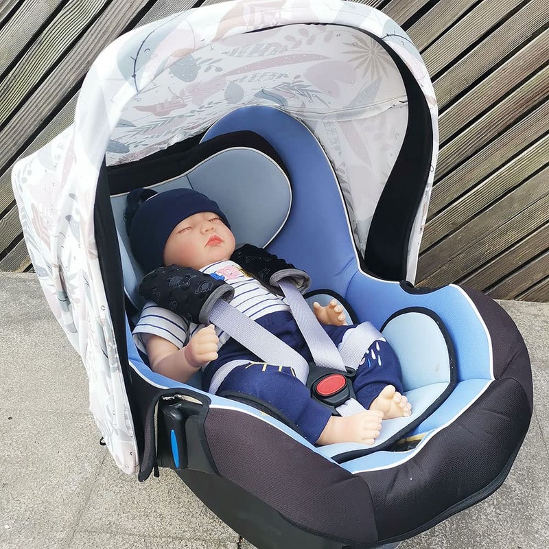 DODO NICI car seat Strap Cover for Baby, seat Belt Cover Cushion, Belt Pads fit Baby Carrier/Pushchair/Stroller, Cozy Peace Dotted Minky, Black - Image 5