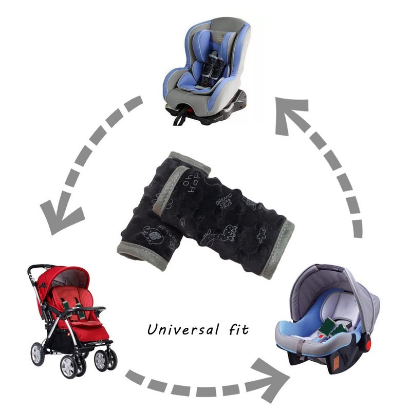 DODO NICI car seat Strap Cover for Baby, seat Belt Cover Cushion, Belt Pads fit Baby Carrier/Pushchair/Stroller, Cozy Peace Dotted Minky, Black - Image 3