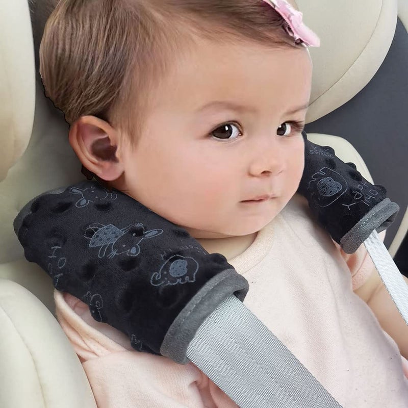 DODO NICI car seat Strap Cover for Baby, seat Belt Cover Cushion, Belt Pads fit Baby Carrier/Pushchair/Stroller, Cozy Peace Dotted Minky, Black - Image 2