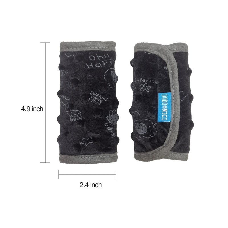 DODO NICI car seat Strap Cover for Baby, seat Belt Cover Cushion, Belt Pads fit Baby Carrier/Pushchair/Stroller, Cozy Peace Dotted Minky, Black - Image 4