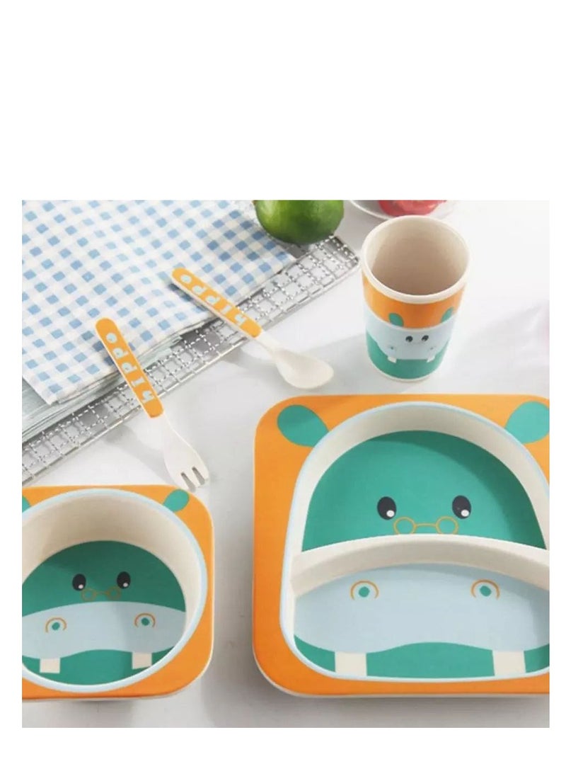 Generic High Quality EcoFriendly Reusable Bamboo Fiber Kids Dinner Plates Set of 5 (MultiColour)  - Image 2