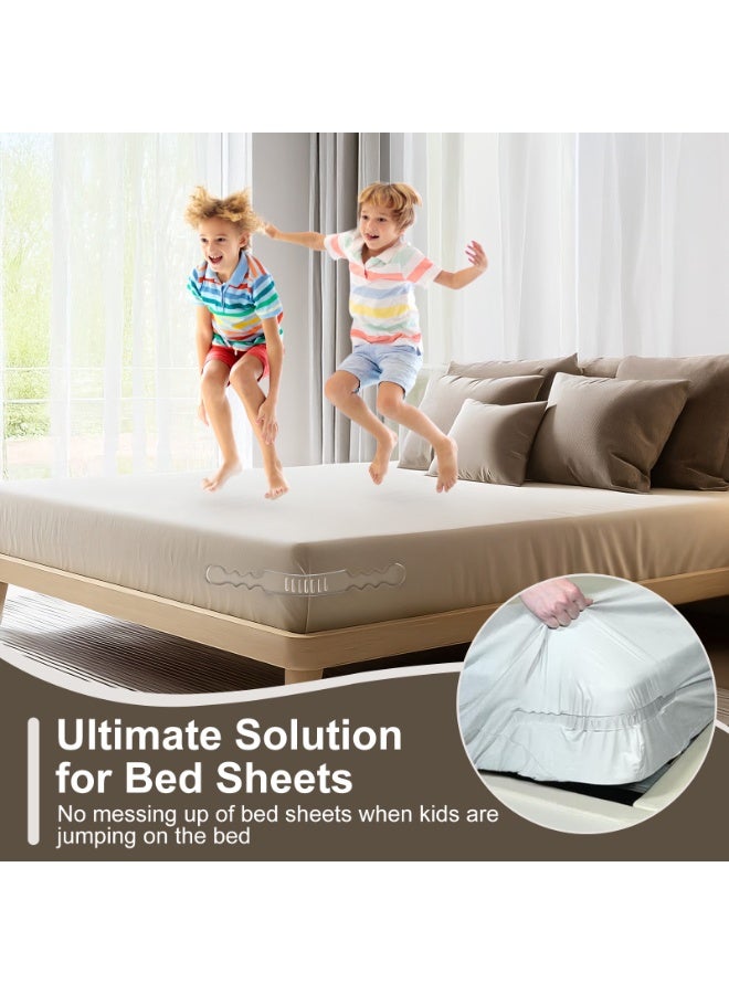 كادراما حامل ملاءات سرير بقفل مكون من 4 قطع - حامل ملاءات سرير بزاوية مفتوحة مع شرائط قفل، لا مزيد من الملاءات الفضفاضة، ملاءات سرير آمنة، أحزمة ملاءات السرير، تناسب جميع أنواع الملاءات وأحجام المراتب، مادة ABS ذات مرونة عالية، سهلة التركيب، تضمن نومًا سليمًا (أبيض) - Image 3