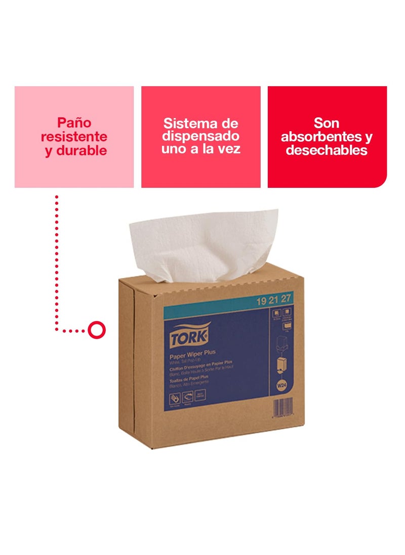 Tork - Tork 192127 Paper Wiper Plus PopUp Box 1Ply 925 Width x 1625 Length White Case of 8 Boxes 100 per Box 800 Towels - Image 1