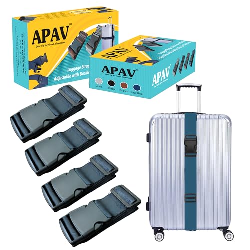 APAV Luggage Straps Belt Heavy Duty Adjustable with Buckle Clips for Suitcase | Trolleys and All Kind of Luggages | for Traveling Business/Leisure Trip (Pack of 4 (NB)) - Image 1
