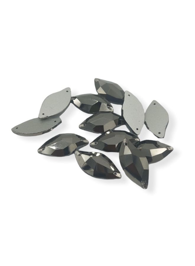12-Piece Flat Back Sew on Eye Shaped Fancy Glass Crystal Sewing for Clothing Dress Decorations 15X30 Millimeter - Image 2