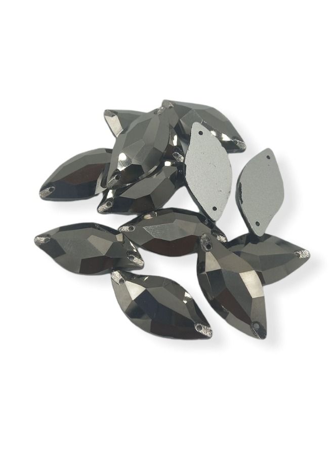 12-Piece Flat Back Sew on Eye Shaped Fancy Glass Crystal Sewing for Clothing Dress Decorations 15X30 Millimeter - Image 1