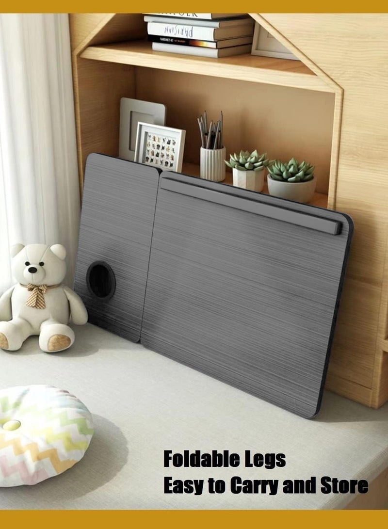 كيدل طاولة كمبيوتر محمولة للأريكة والسرير، طاولة كمبيوتر محمولة/حامل محمول، طاولة سرير صغيرة قابلة للتعديل والطي للكمبيوتر المحمول والكتابة، طاولة سرير مع حامل أكواب - Image 2