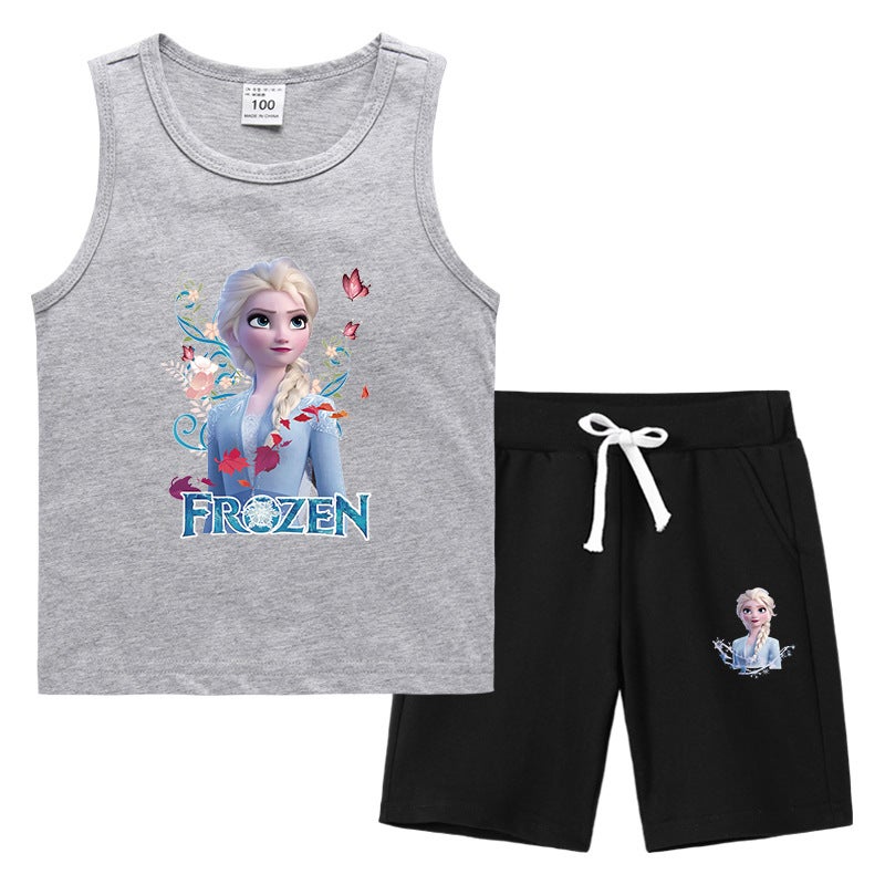 2023 Children'S Summer Vest Pants Sports Casual Base Shirt Outer Wear Thin Sleeveless Two-Piece Suit For Small And Medium-Sized Children - Image 1