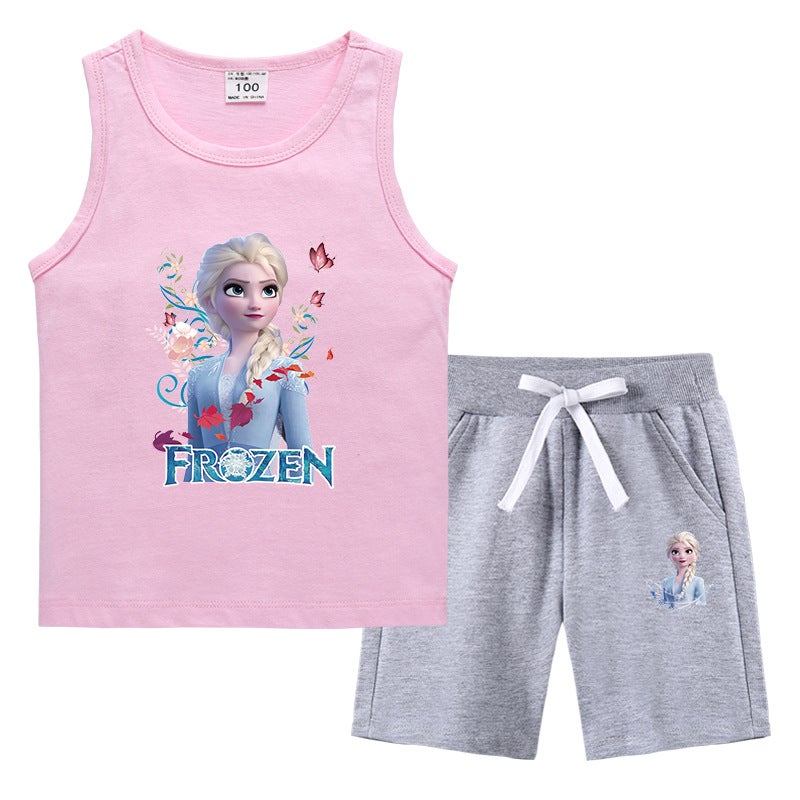 2023 Children'S Summer Vest Pants Sports Casual Base Shirt Outer Wear Thin Sleeveless Two-Piece Suit For Small And Medium-Sized Children - Image 2