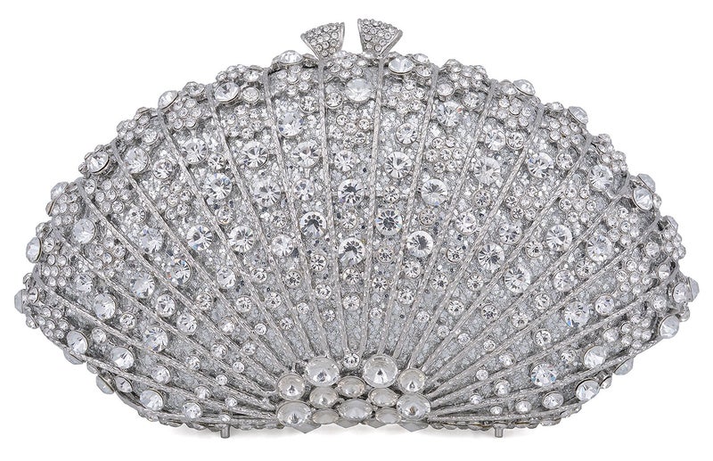 Mossmon Crystal Clutch Women Luxury Rhinestone Evening Bag (Silver) - Image 1