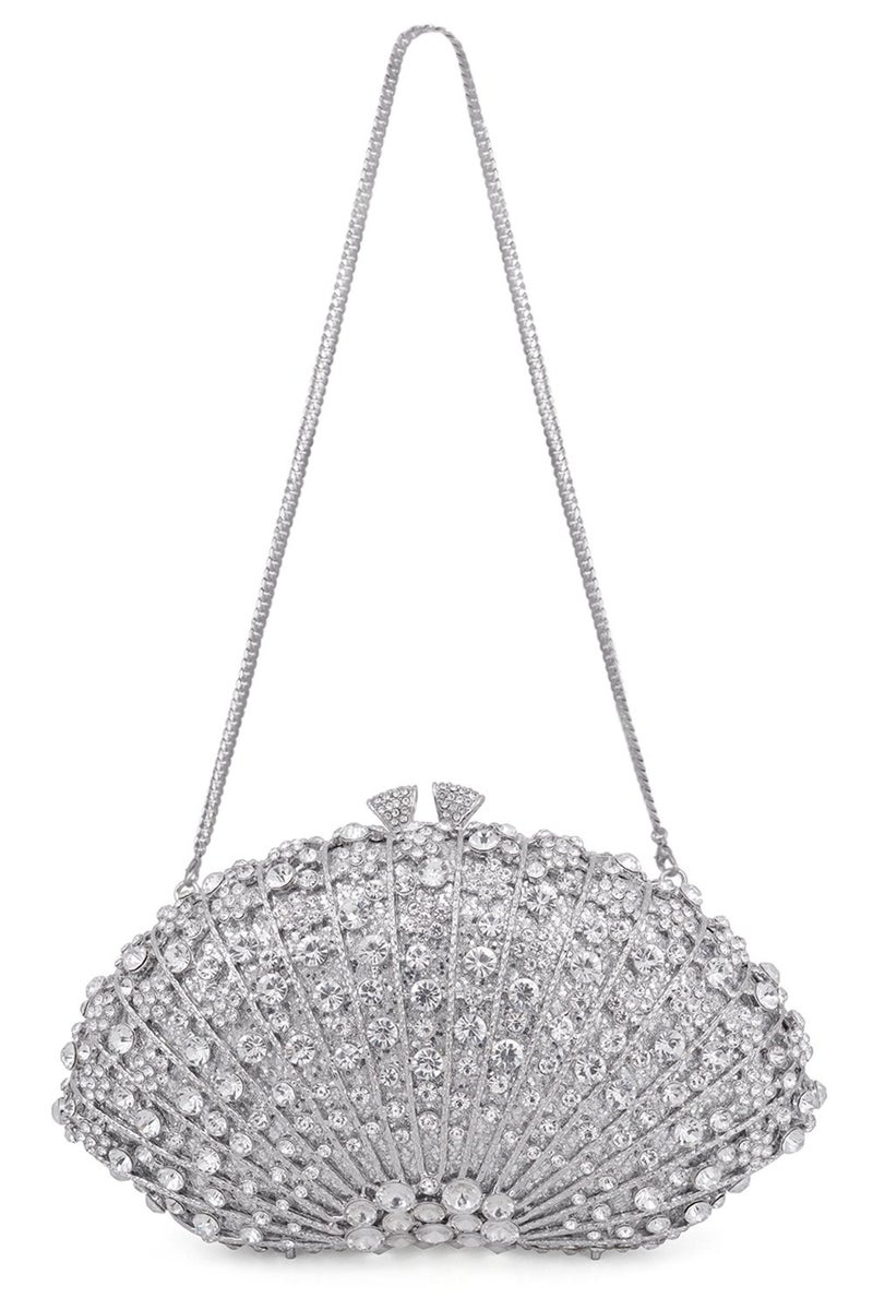 Mossmon Crystal Clutch Women Luxury Rhinestone Evening Bag (Silver) - Image 4