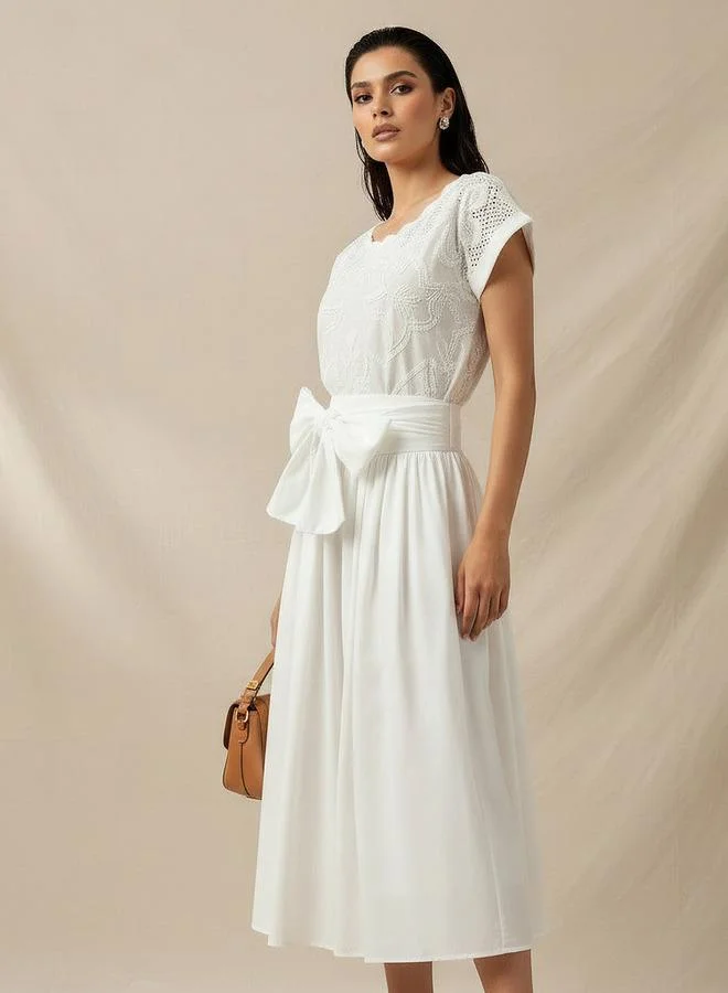 Iconic Iconic Midi A-line Skirt with Tie-Up