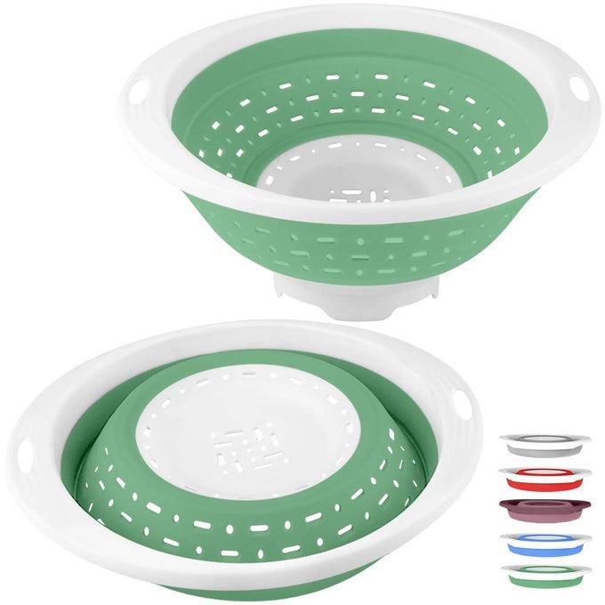COLLAPSIBLE COLANDER AND STRAINER 5 QUART125 GAL BPA FREE DISHWASHERSAFE SILICONE FOLDABLE STRAINER HEAVEY DUTY KITCHEN DRAINER BASKET FOR PASTA VEGGIES AND FRUITS