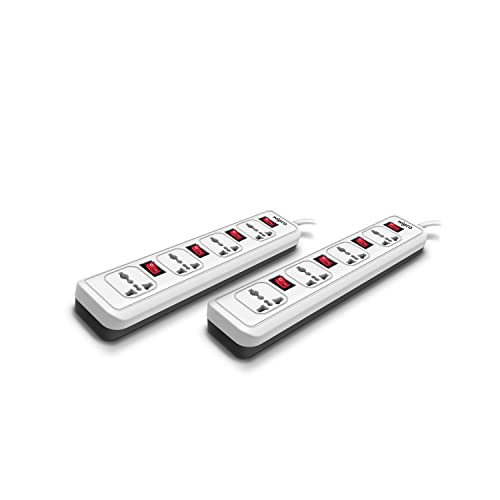 Wipro 4+4 Extension Board | 4 Universal Socket with 4 Switches | 2 Meter Long Cord | Child Safety | Auto Cutoff | Fire Resistant | Multiplug Socket for Home, Office | Pack of 2 | White - Image 2