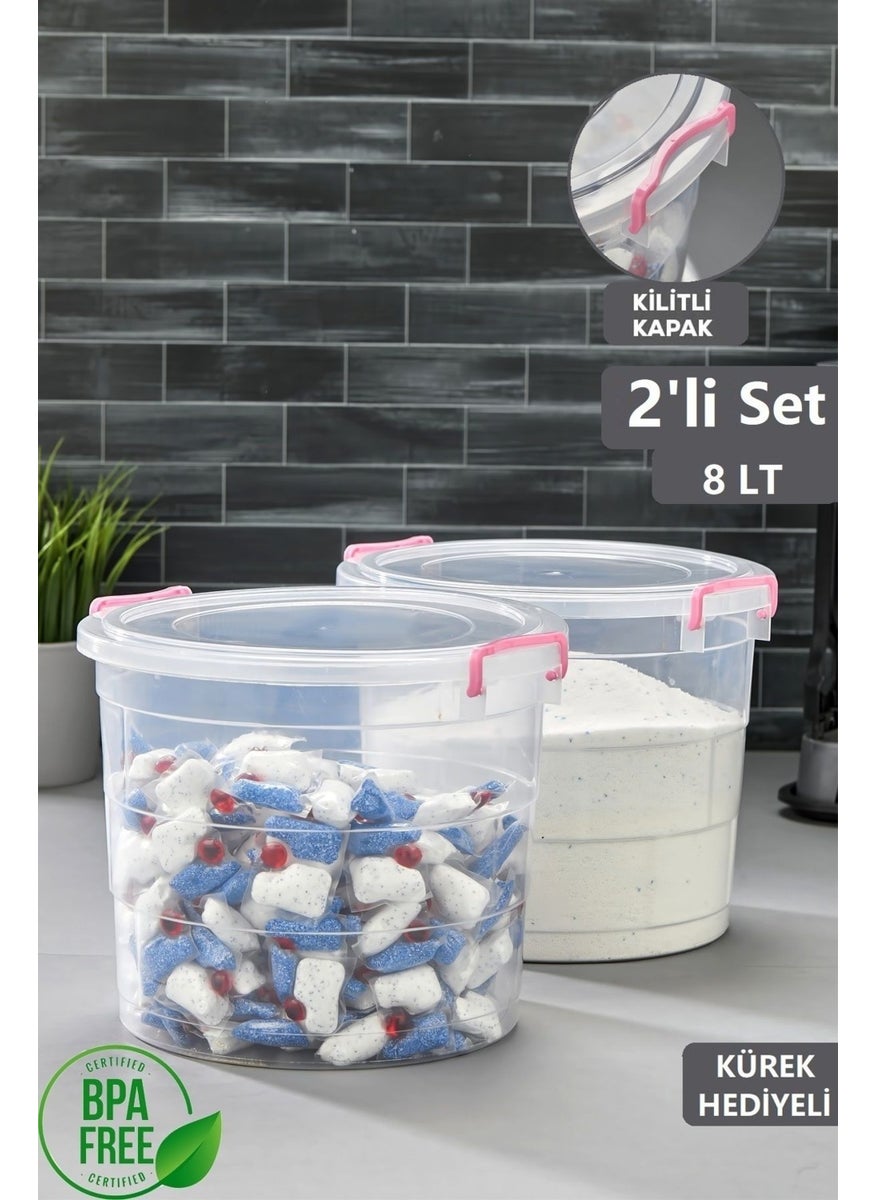 Tugomer 2-Piece Jumbo Detergent Container - 8 Lt. Lock Lid Powder Tablet Detergent Storage Box Bathroom Organizer  - Image 1