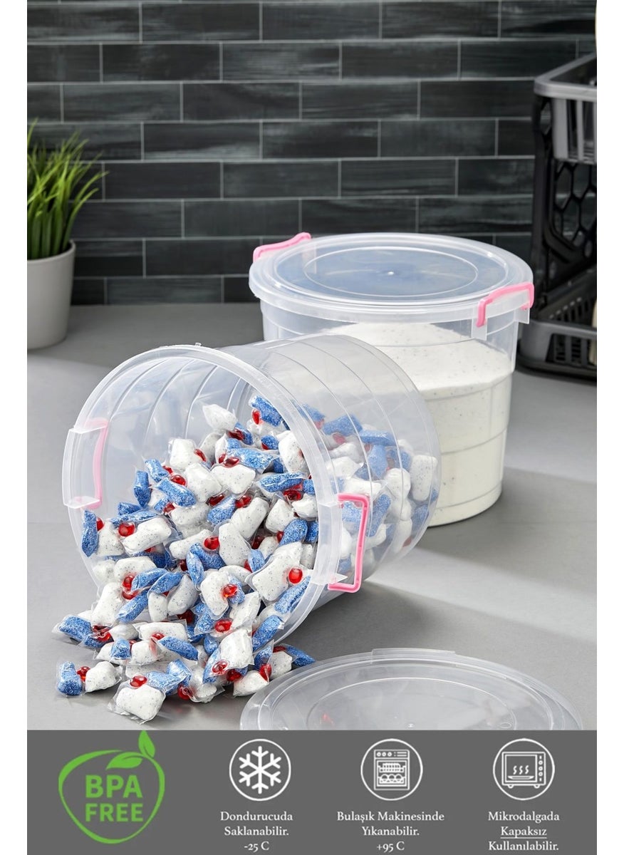 Tugomer 2-Piece Jumbo Detergent Container - 8 Lt. Lock Lid Powder Tablet Detergent Storage Box Bathroom Organizer  - Image 2