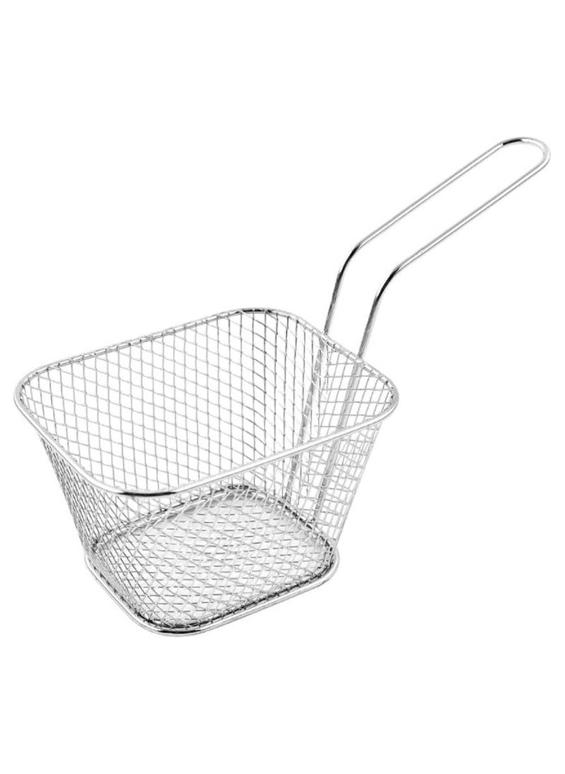 LIMITLESS Square Fry Basket for French Fries and Snacks Strain Excess Oil Effortlessly fry basket Stainless Steel Basket Food Display Strainers Chef Colander Tools Pasta Strainer (Silver)  - Image 1