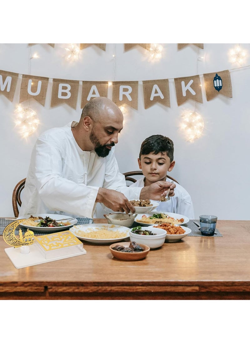 Jorunb Ramadan Tabletop Decors,Ramadan Serving Trays Ramadan Decorations,Ramadan Mubarak Sign Decorations Ramadan Tray with Tea Candle  - Image 3