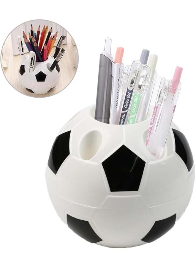 Oasisgalore Students Soccer Pen Holder, Creative Football Pen Holder, Desktop Soccer Shape Pencil Container Organizer Table Decor for Kids Gift Storage Stationery Supplies for Office (Black) - Image 2