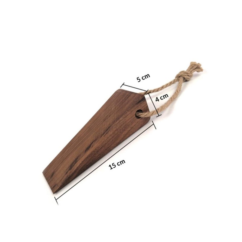 Beech Wood Door Stop Wedge with Anti Slip Rope for Carpet Hardwood Floors - Image 3