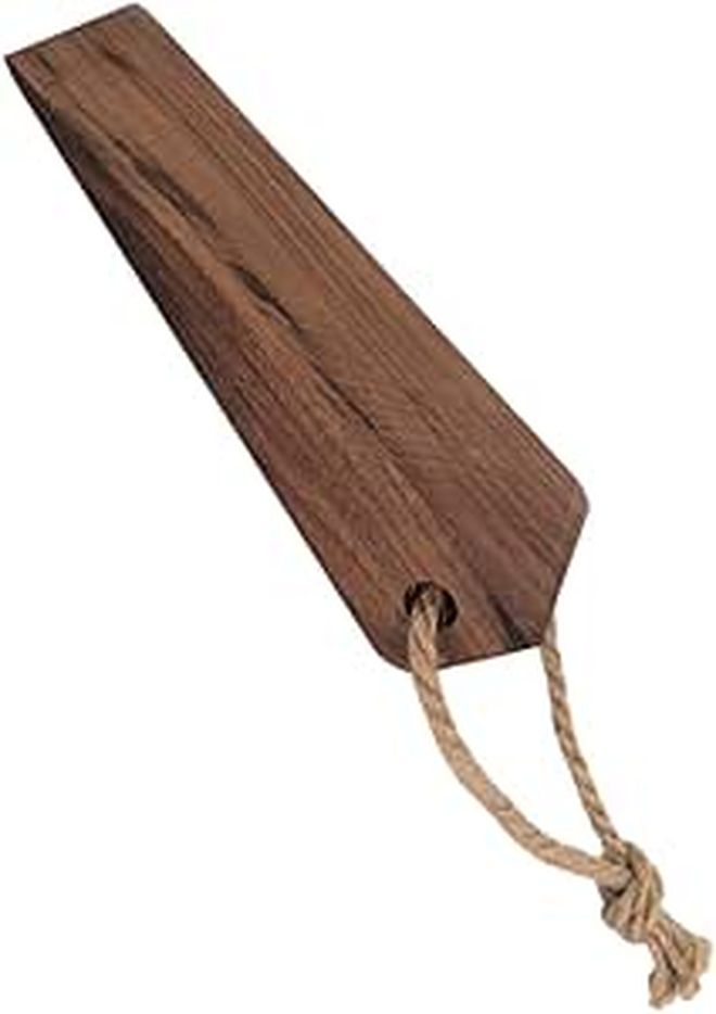 Beech Wood Door Stop Wedge with Anti Slip Rope for Carpet Hardwood Floors - Image 1