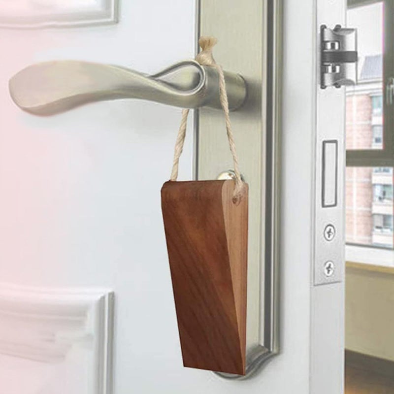 Beech Wood Door Stop Wedge with Anti Slip Rope for Carpet Hardwood Floors - Image 5