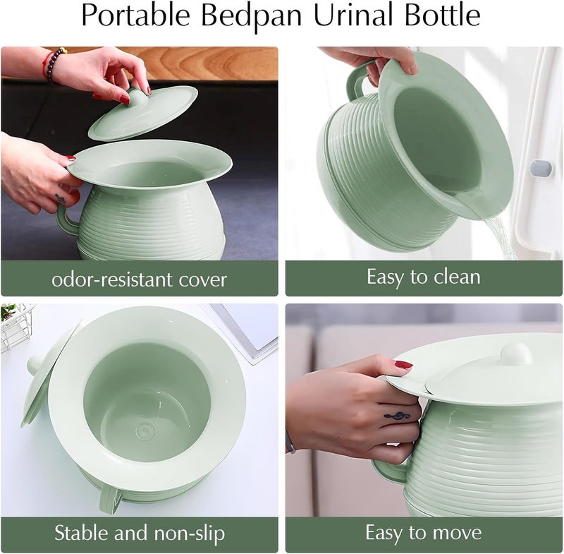 OOCOME Chamber Pot Bedpan Urinal Bottle Urine Pots Potty Pee Bucket Bedside Urinal with Lids to Prevent Odors, Suitable for Kids, Women and Men (Green2) - Image 3