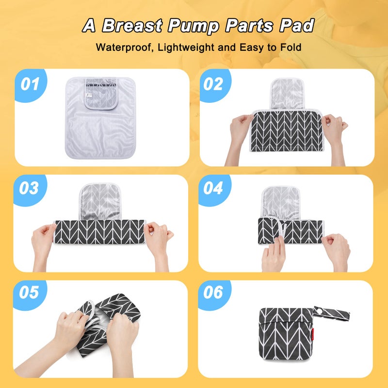 Damero حقيبة قطع مضخة الثدي داميرو، حقيبة قطع مضخة الثدي الرطبة والجافة، حقيبة ضخ مع حصيرة مقاومة للماء وحقيبة شبكية، سهم أسود - Image 4