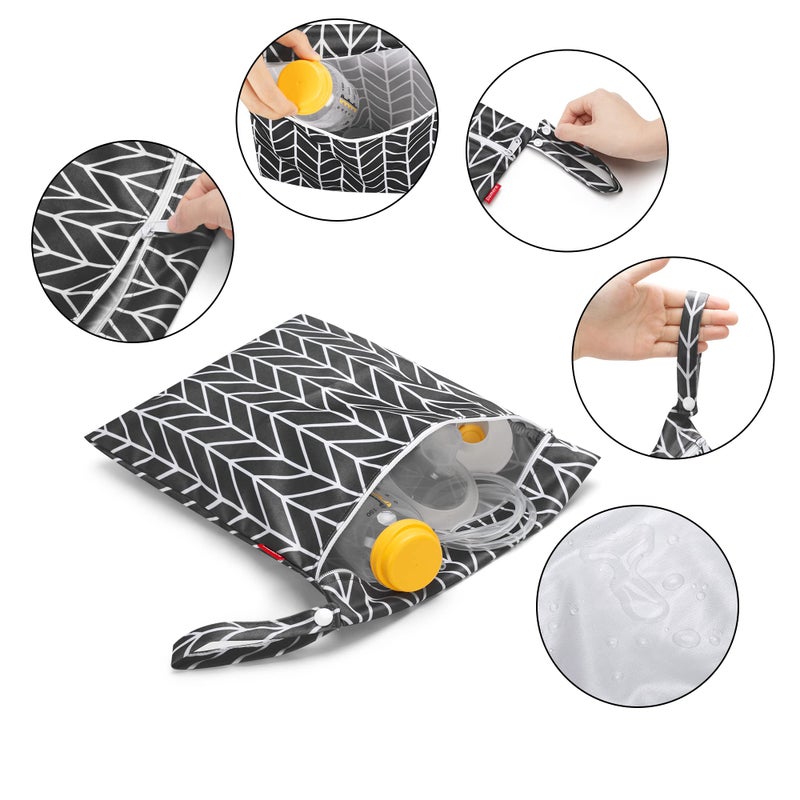 Damero حقيبة قطع مضخة الثدي داميرو، حقيبة قطع مضخة الثدي الرطبة والجافة، حقيبة ضخ مع حصيرة مقاومة للماء وحقيبة شبكية، سهم أسود - Image 2