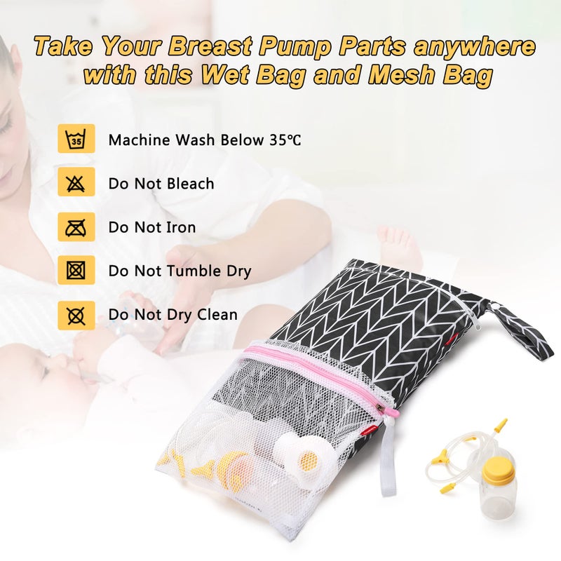 Damero حقيبة قطع مضخة الثدي داميرو، حقيبة قطع مضخة الثدي الرطبة والجافة، حقيبة ضخ مع حصيرة مقاومة للماء وحقيبة شبكية، سهم أسود - Image 5