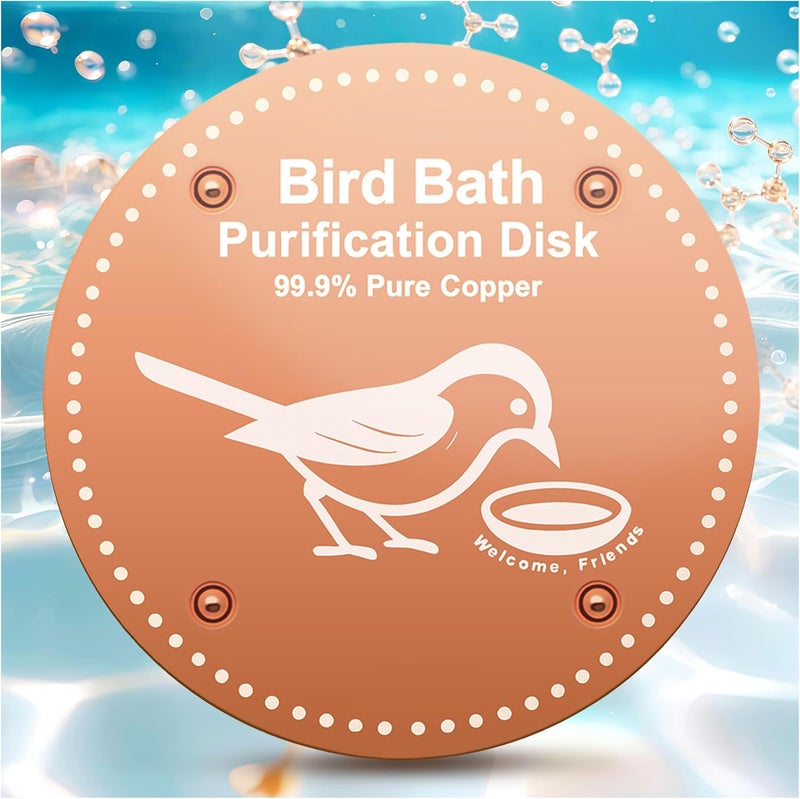 OICEME Bird Bath Purification Disk Pure Copper Outside Winter Solar Power Birdbath Heater Deicer Cage Hanging Bowl Metal Warmer Deck Railing Glass Concrete Ceramic Stone Stand Outdoor Water Fountain Station - Image 1