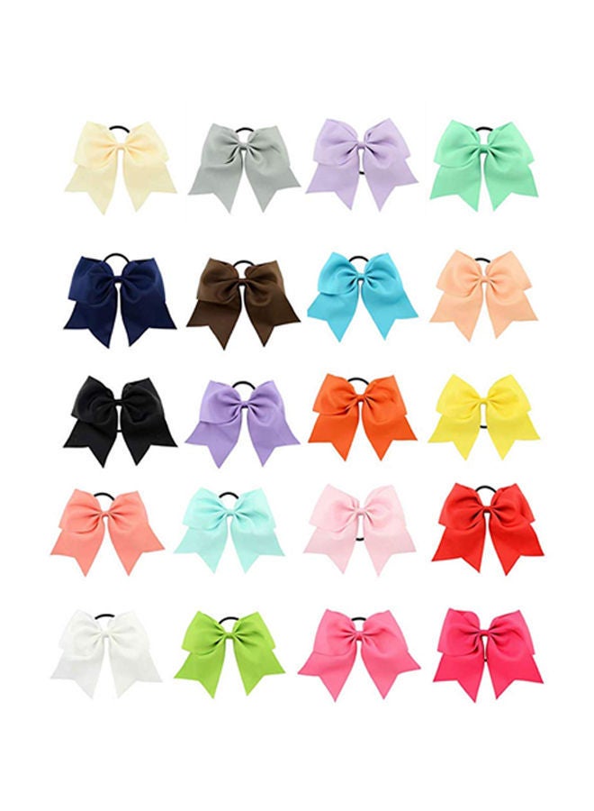 NIBEMINENT 20-Piece Bow Tie Hair Bands Multicolour 8inch