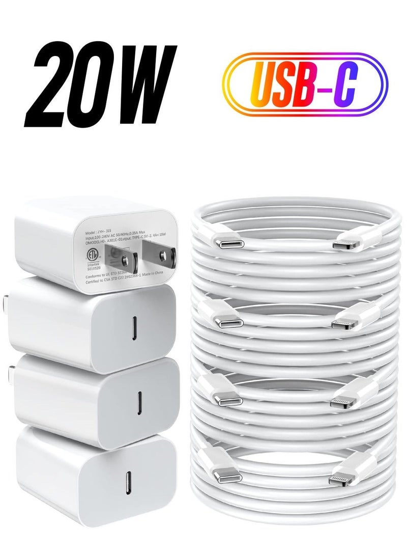 ELTRAZONE Fast Charger iPhone,20W PD USB C Wall Charger 4 Pack with 6FT Fast Charging Cable - Fast Charger for iPhone 14/14 Pro Max/13/13 Pro/12/12 Pro/11/11 Pro/XS, iPad - Image 1