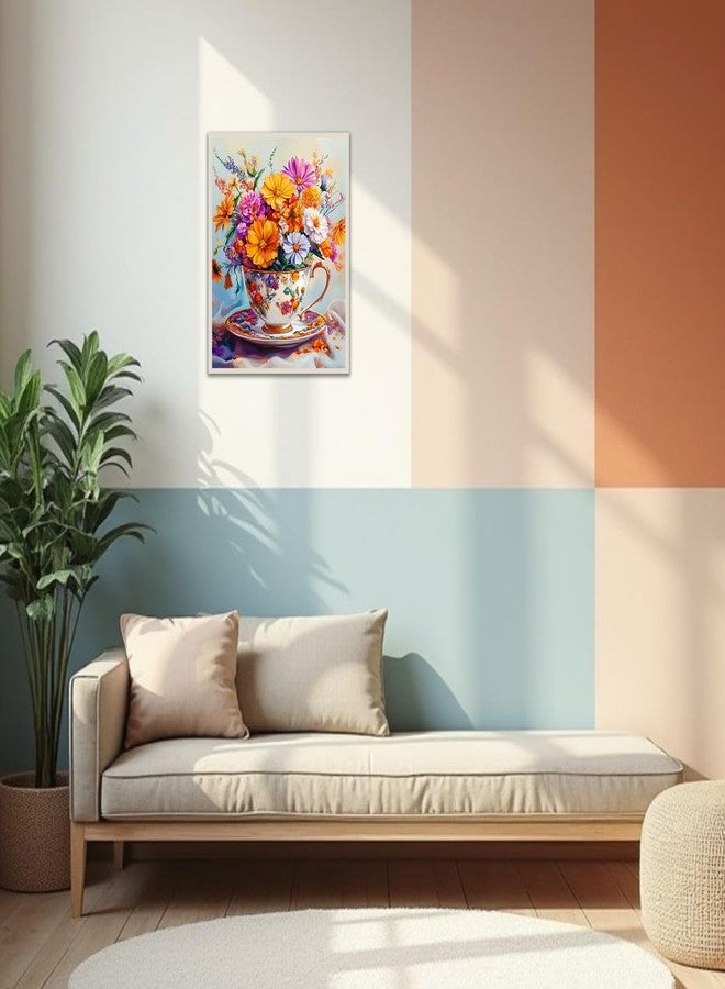 مجموعة الرسم بالأرقام للكبار المبتدئين، أزهار، مجموعات الرسم الذاتي للكبار، أزهار سهلة الرسم بالأرقام على قماش، تلوين بالأرقام كهدية، ديكور حائط منزلي، 16 × 20 بوصة - Image 5