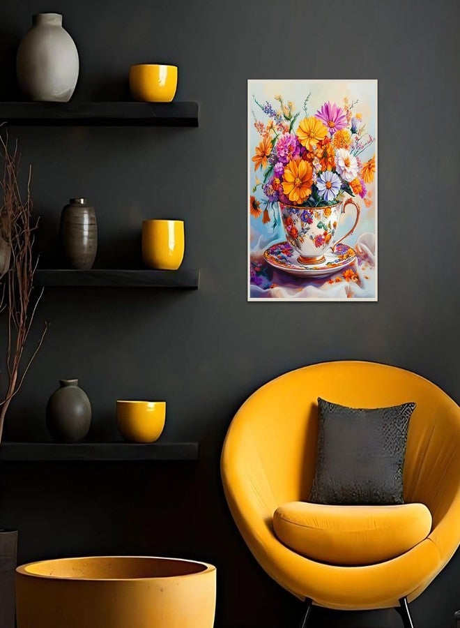 مجموعة الرسم بالأرقام للكبار المبتدئين، أزهار، مجموعات الرسم الذاتي للكبار، أزهار سهلة الرسم بالأرقام على قماش، تلوين بالأرقام كهدية، ديكور حائط منزلي، 16 × 20 بوصة - Image 3