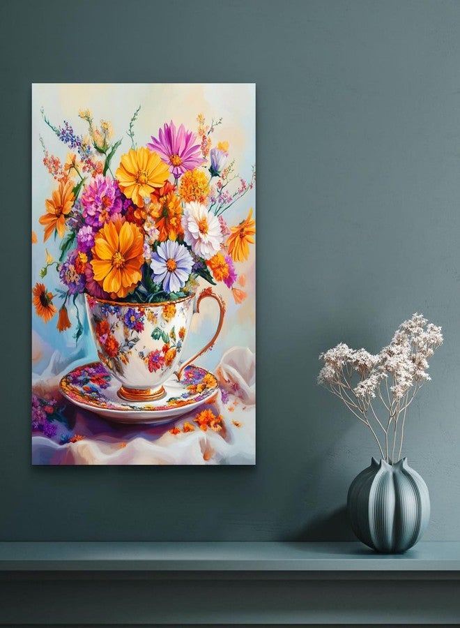مجموعة الرسم بالأرقام للكبار المبتدئين، أزهار، مجموعات الرسم الذاتي للكبار، أزهار سهلة الرسم بالأرقام على قماش، تلوين بالأرقام كهدية، ديكور حائط منزلي، 16 × 20 بوصة - Image 2