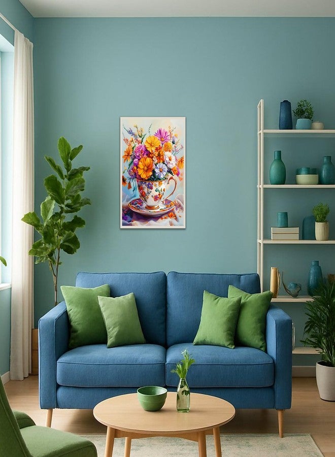 مجموعة الرسم بالأرقام للكبار المبتدئين، أزهار، مجموعات الرسم الذاتي للكبار، أزهار سهلة الرسم بالأرقام على قماش، تلوين بالأرقام كهدية، ديكور حائط منزلي، 16 × 20 بوصة - Image 4