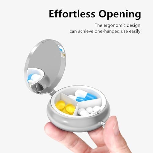VANCANYOHO Pill Box3 Compartment Small Pill Case for Purse Pocket Mini Metal Pill Holder Travel Pill Container to Hold Supplements Vitamins BPAFree Garden Flower - Image 5