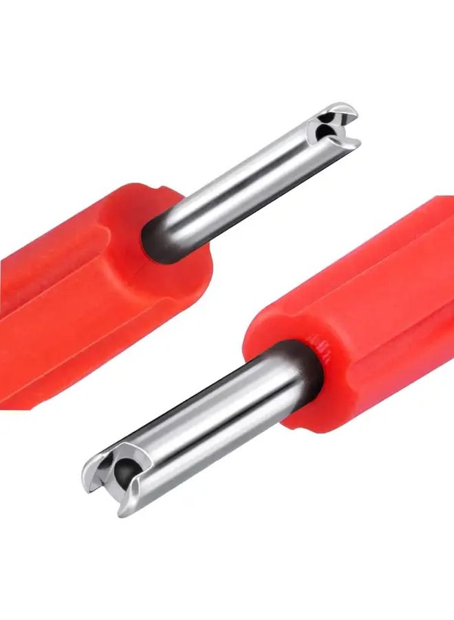 Red Silvery Dual Head Tire Valve Core Wrench Ergonomic Car Truck Repair Tool - Image 2