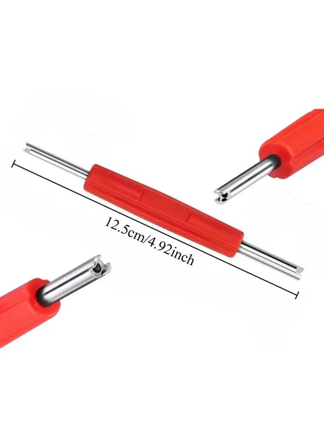 Red Silvery Dual Head Tire Valve Core Wrench Ergonomic Car Truck Repair Tool - Image 3