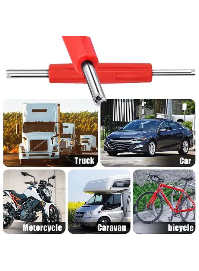 Red Silvery Dual Head Tire Valve Core Wrench Ergonomic Car Truck Repair Tool - Image 4