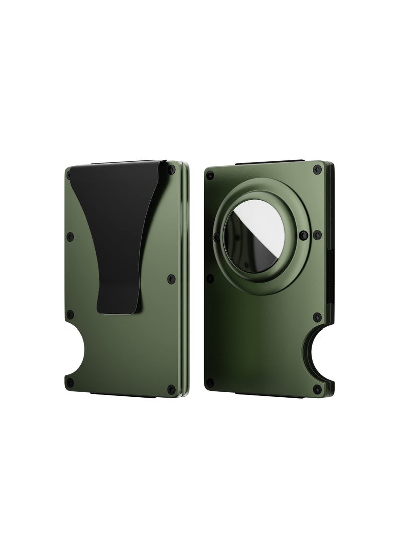 Zikra Slim Minimalist RFID Blocking Wallet for Men with AirTag Holder, Front Pocket Design, Metal Card Holder, and Money Clip - Army Green - Image 5